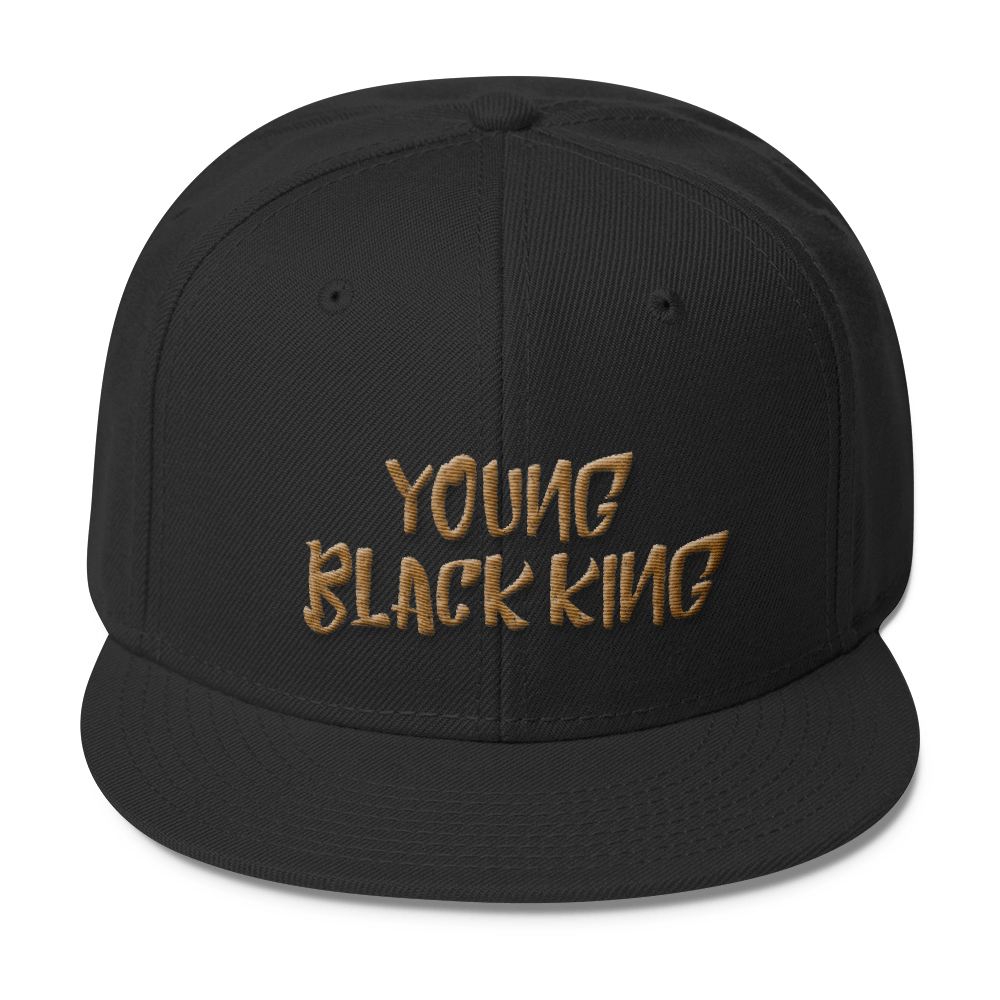 Young Black King- Gold Wool Blend Snapback - Chocolate Ancestor