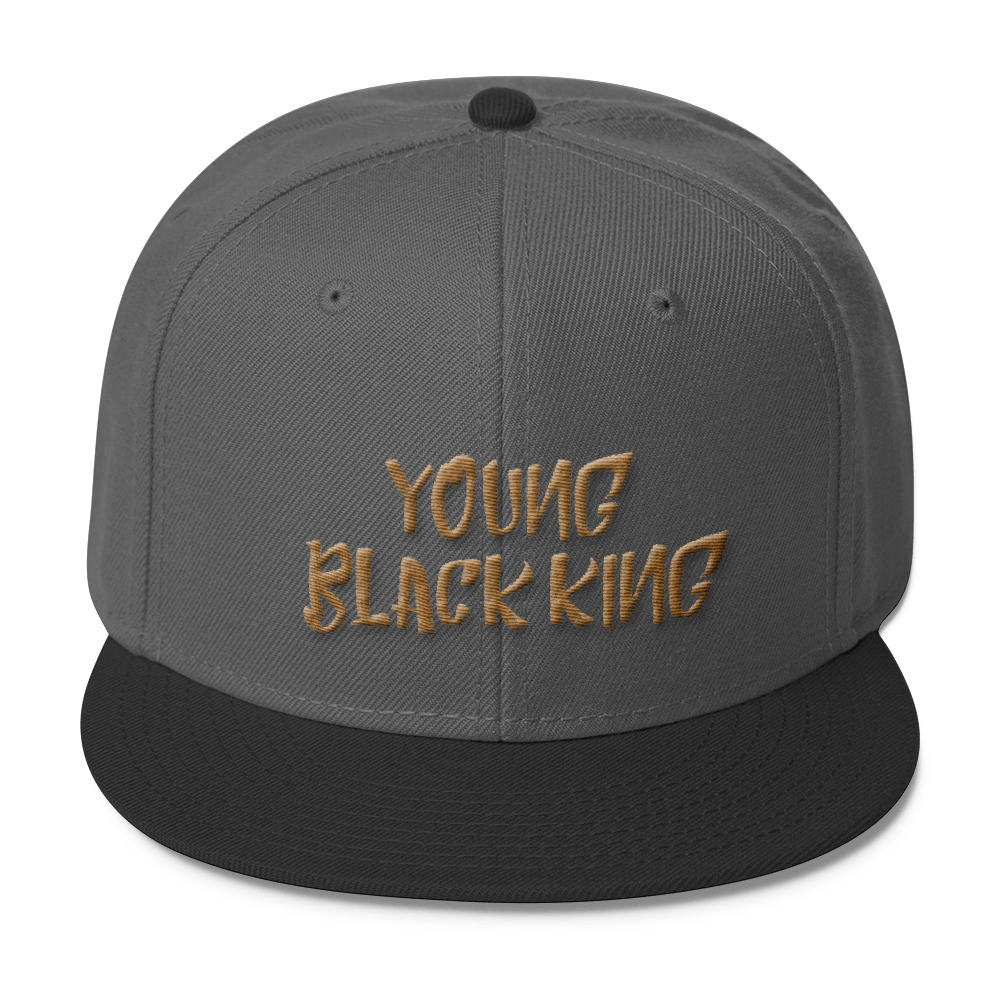 Young Black King- Gold Wool Blend Snapback - Chocolate Ancestor