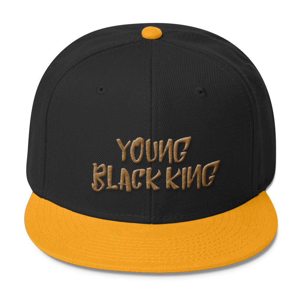 Young Black King- Gold Wool Blend Snapback - Chocolate Ancestor