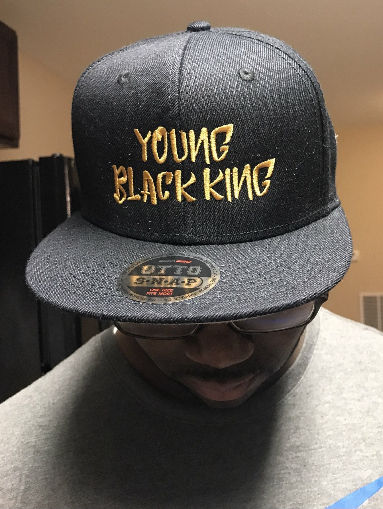 Young Black King- Gold Wool Blend Snapback - Chocolate Ancestor