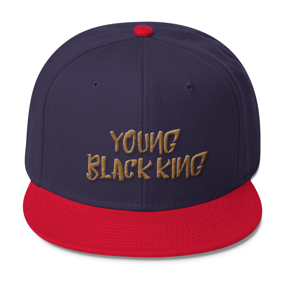 Young Black King- Gold Wool Blend Snapback - Chocolate Ancestor